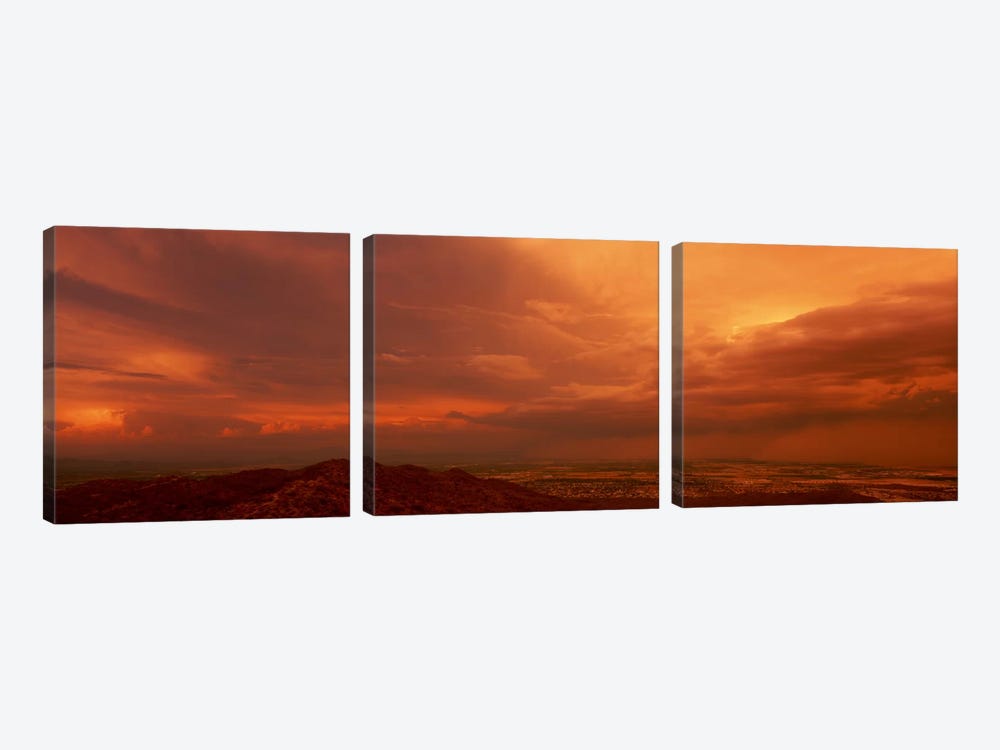 Stormy Orange Sunset Over Phoenix, Arizona, USA by Panoramic Images 3-piece Art Print