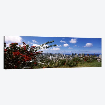 High angle view of a cityscape, Honolulu, Oahu, Hawaii, USA Canvas Print #PIM6846} by Panoramic Images Art Print