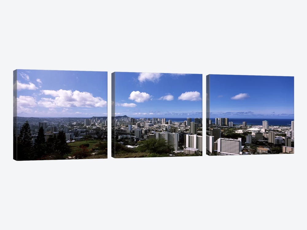 High angle view of a cityscape, Honolulu, Oahu, Hawaii, USA #3 by Panoramic Images 3-piece Canvas Art Print