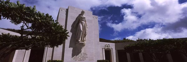 Honolulu: Low angle view of a statue, National Memorial Cemetery of the Pacific, Punchbowl Crater, Honolulu, Oahu, Hawaii, USA by Panoramic Images