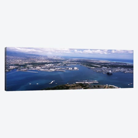 Aerial view of a harbor, Pearl Harbor, Honolulu, Oahu, Hawaii, USA Canvas Print #PIM6850} by Panoramic Images Canvas Art Print