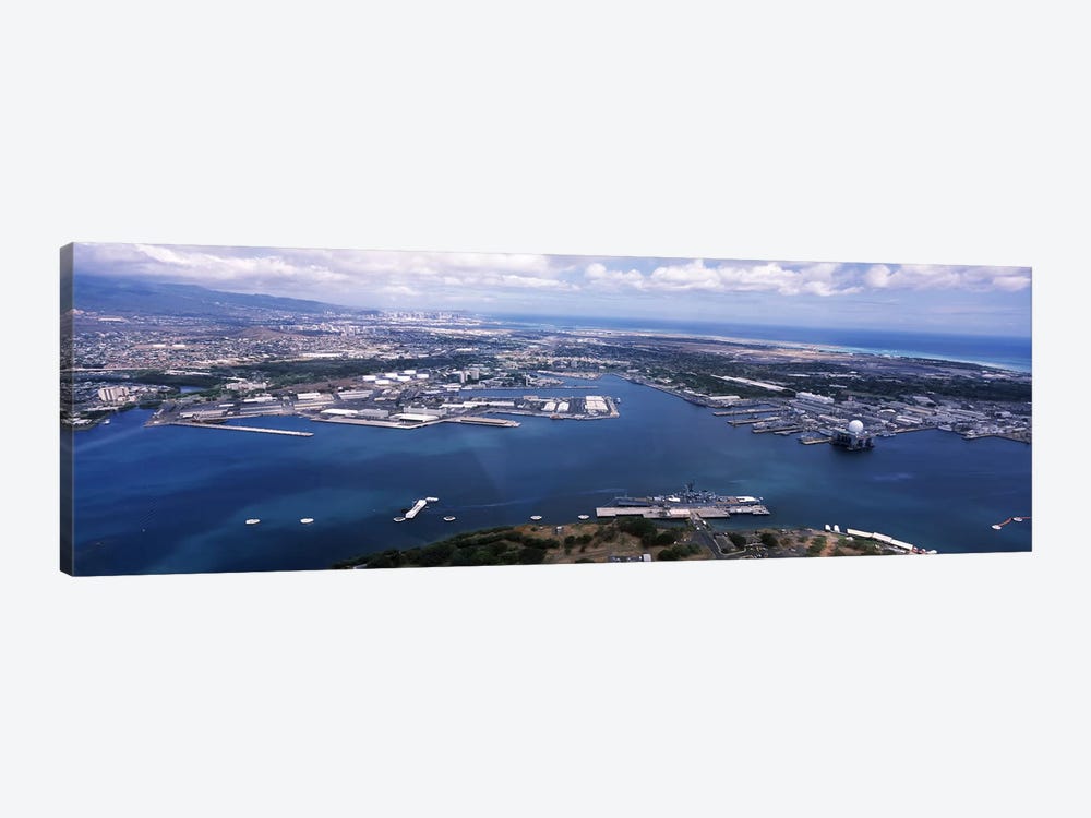 Aerial view of a harbor, Pearl Harbor, Honolulu, Oahu, Hawaii, USA by Panoramic Images 1-piece Canvas Art