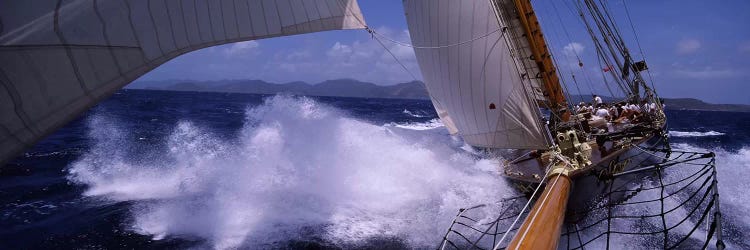 A Yacht Pounding Through The Sea