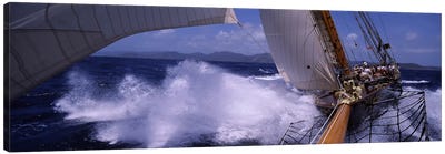 A Yacht Pounding Through The Sea Canvas Art Print - Yachts