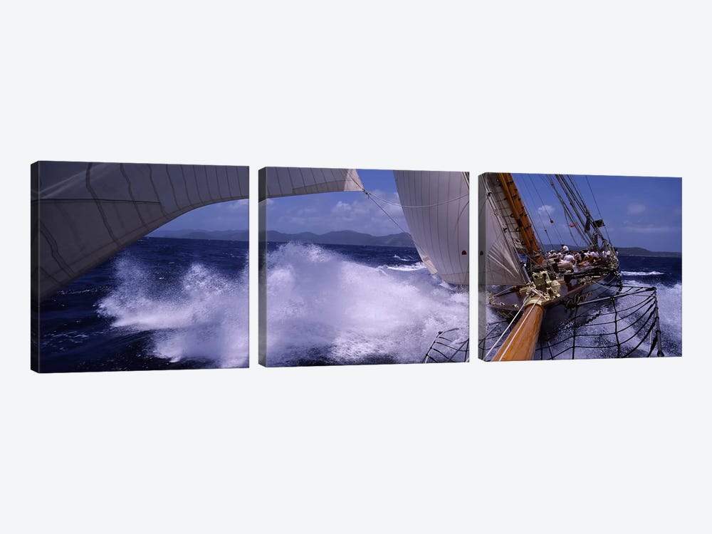 A Yacht Pounding Through The Sea by Panoramic Images 3-piece Art Print