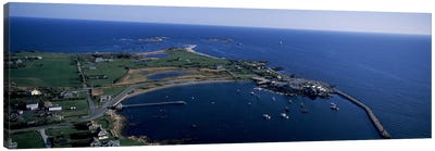 Aerial View Of Sakonnet Harbor, Little Compton, Newport County, Rhode Island, USA Canvas Art Print - Rhode Island