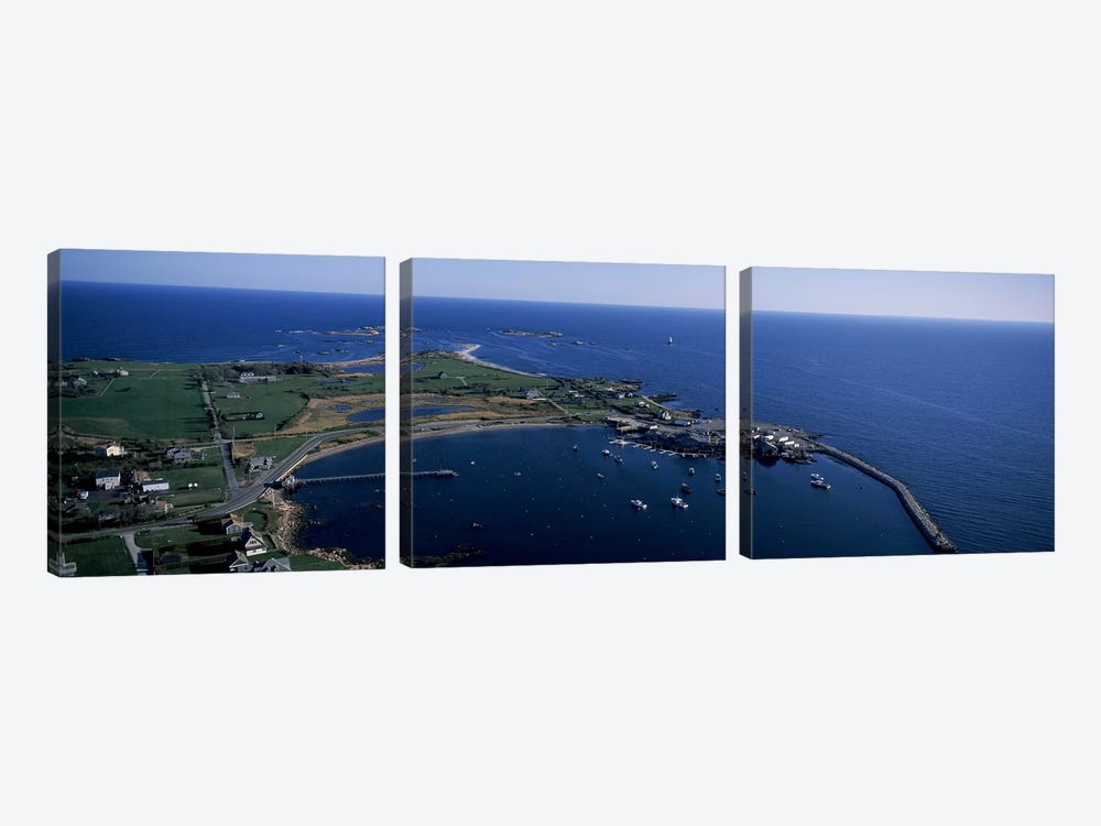 Aerial View Of Sakonnet Harbor, Little Compton, Newport County, Rhode Island, USA by Panoramic Images 3-piece Art Print