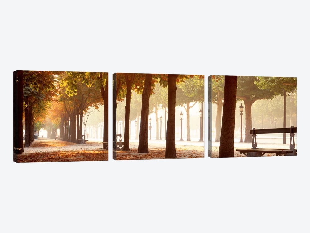Pedestrian Walkway Along Avenue des Champs-Elysees, Paris, Ile-de-France, France by Panoramic Images 3-piece Art Print