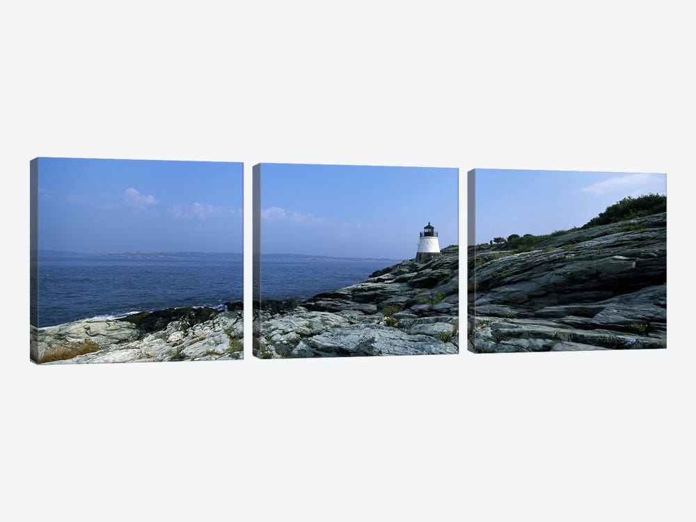 Castle Hill Lighthouse, Narragansett Bay, Newport, Rhode Island, USA by Panoramic Images 3-piece Canvas Print