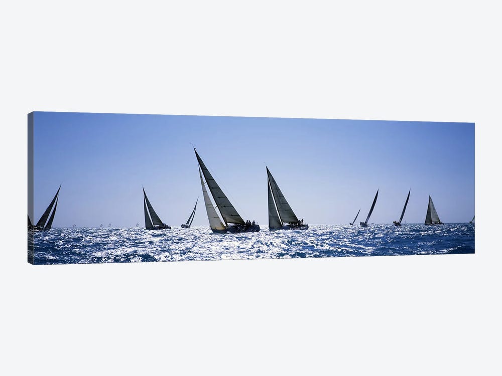 Sailboats racing in the sea, Farr 40's race during Key West Race Week, Key West Florida, 2000 by Panoramic Images 1-piece Canvas Art
