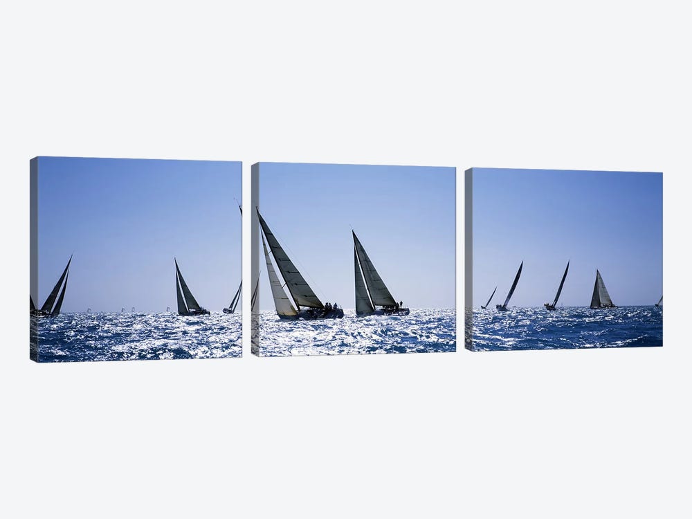 Sailboats racing in the sea, Farr 40's race during Key West Race Week, Key West Florida, 2000 by Panoramic Images 3-piece Canvas Artwork