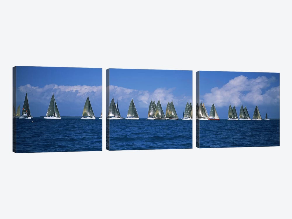 Sailboats racing in the sea, Farr 40's race during Key West Race Week, Key West Florida, 2000 #2 by Panoramic Images 3-piece Canvas Print