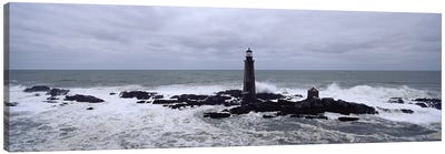 Lighthouse on the coast, Graves Light, Boston Harbor, Massachusetts, USA Canvas Art Print