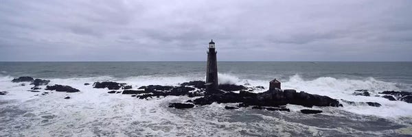 Waves: Lighthouse on the coast, Graves Light, Boston Harbor, Massachusetts, USA by Panoramic Images