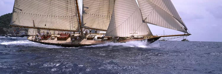 A Schooner Pounding Through The Sea