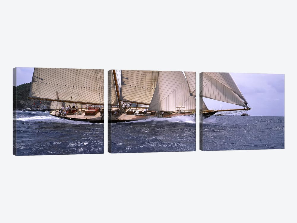 A Schooner Pounding Through The Sea by Panoramic Images 3-piece Art Print