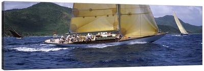 Yacht racing in the sea, Antigua, Antigua and Barbuda Canvas Art Print - Yacht Art