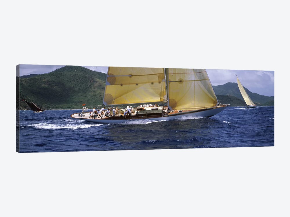 Yacht racing in the sea, Antigua, Antigua and Barbuda by Panoramic Images 1-piece Canvas Wall Art