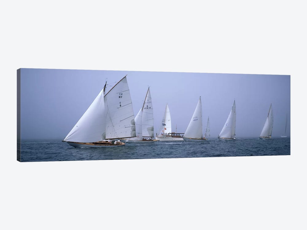 Yachts racing in the ocean, Annual Museum Of Yachting Classic Yacht Regatta, Newport, Newport County, Rhode Island, USA by Panoramic Images 1-piece Canvas Artwork