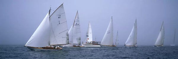 Yachts racing in the ocean, Annual Museum Of Yachting Classic Yacht Regatta, Newport, Newport County, Rhode Island, USA