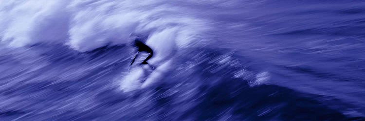 High angle view of a person surfing in the sea, USA