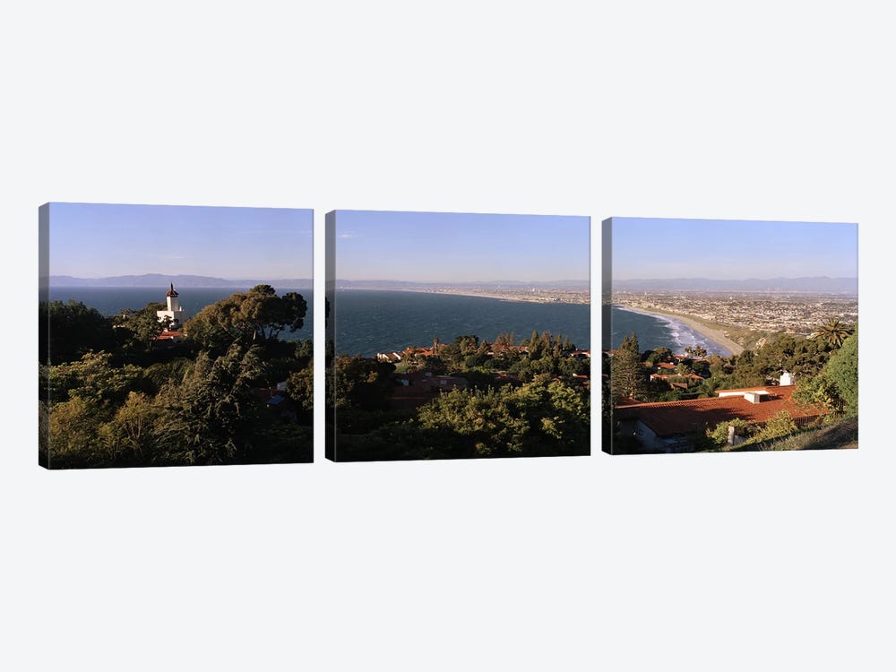 Aerial view of a coastline, Los Angeles Basin, City of Los Angeles, Los Angeles County, California, USA by Panoramic Images 3-piece Canvas Print