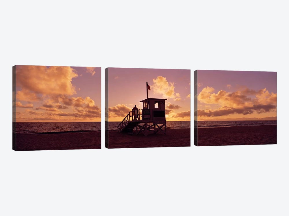 Lifeguard hut on the beach, 22nd St. Lifeguard Station, Redondo Beach, Los Angeles County, California, USA by Panoramic Images 3-piece Canvas Artwork
