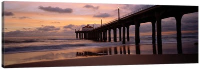 Low angle view of a hut on a pier, Manhattan Beach Pier, Manhattan Beach, Los Angeles County, California, USA Canvas Art Print - Los Angeles Art