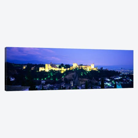 An Illuminated Alhambra At Night, Granada, Andalusia, Spain Canvas Print #PIM688} by Panoramic Images Canvas Artwork