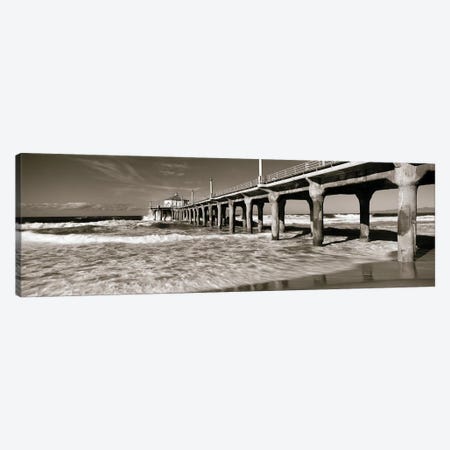 Low angle view of a pier, Manhattan Beach Pier, Manhattan Beach, Los Angeles County, California, USA Canvas Print #PIM6890} by Panoramic Images Art Print