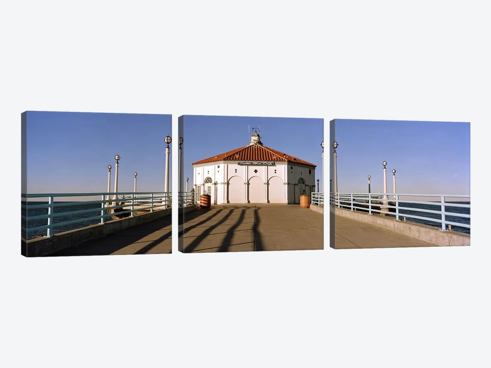Building on a pier, Manhattan Beach Pier, Manhattan Beach, Los Angeles County, California, USA by Panoramic Images 3-piece Canvas Artwork