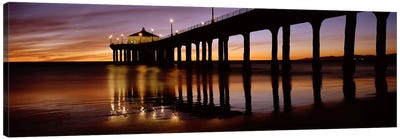 Low angle view of a pier, Manhattan Beach Pier, Manhattan Beach, Los Angeles County, California, USA #2 Canvas Art Print - California Art