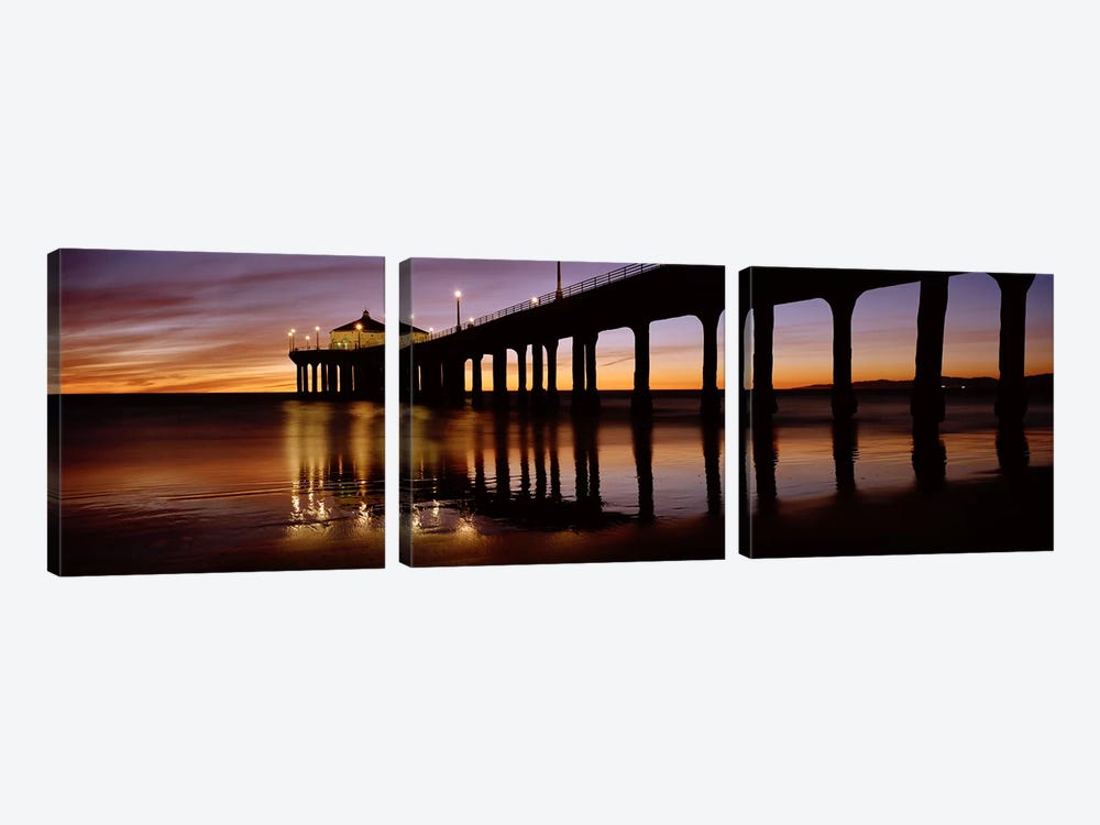 Low angle view of a pier, Manhattan Beach Pier, Manhattan Beach, Los Angeles County, California, USA #2 by Panoramic Images 3-piece Art Print