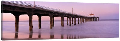 Low angle view of a pier, Manhattan Beach Pier, Manhattan Beach, Los Angeles County, California, USA #3 Canvas Art Print - Rose Quartz & Serenity
