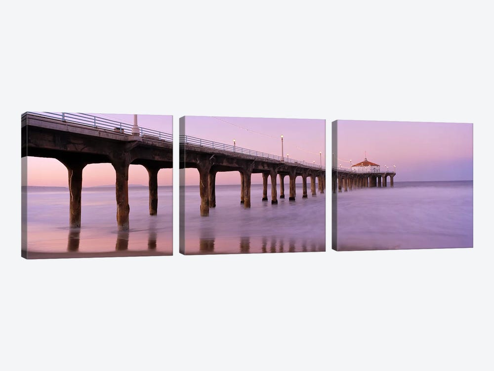 Low angle view of a pier, Manhattan Beach Pier, Manhattan Beach, Los Angeles County, California, USA #3 by Panoramic Images 3-piece Canvas Artwork