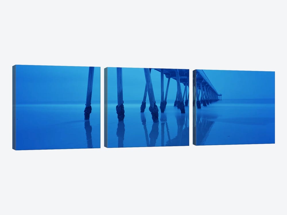 Support Pillars At Dawn, Hermosa Beach Pier, Hermosa Beach, California, USA by Panoramic Images 3-piece Canvas Art Print
