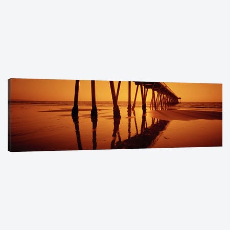 Silhouette of a pier at sunset, Hermosa Beach Pier, Hermosa Beach, California, USA Canvas Print #PIM6898} by Panoramic Images Art Print