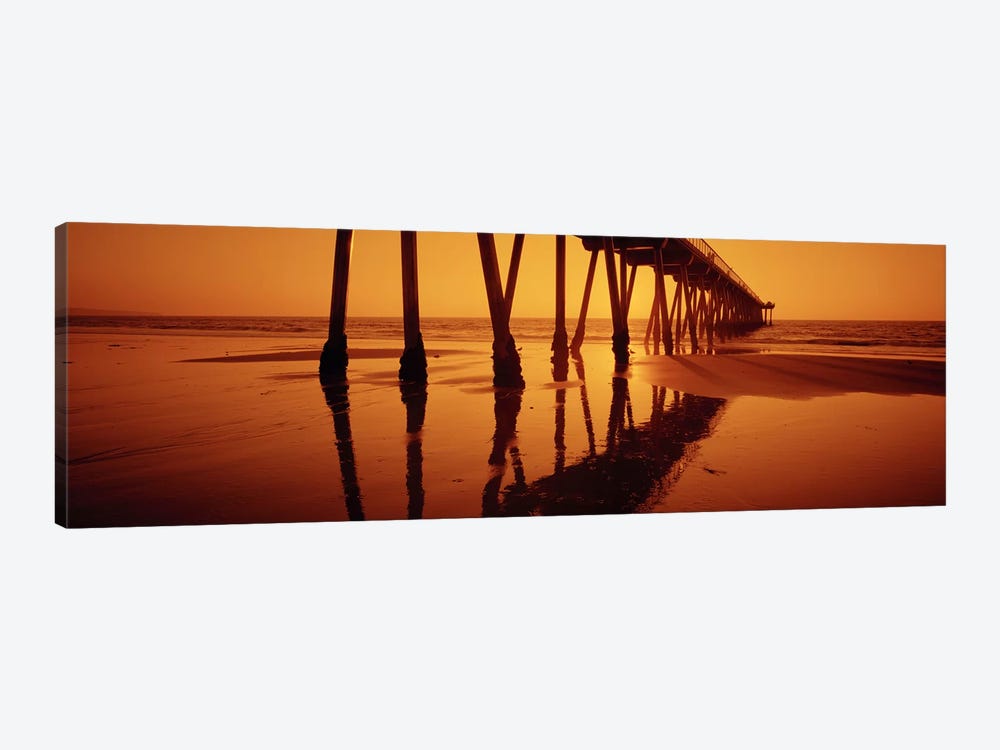 Silhouette of a pier at sunset, Hermosa Beach Pier, Hermosa Beach, California, USA by Panoramic Images 1-piece Canvas Art