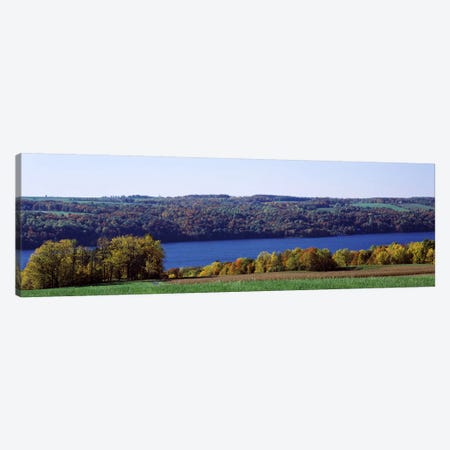 Trees at the lakeside, Owasco Lake, Finger Lakes, New York State, USA Canvas Print #PIM6908} by Panoramic Images Art Print