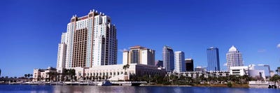 Skyscrapers at the waterfront, Tampa, Hillsborough County, Florida, USA by Panoramic Images framed canvas print