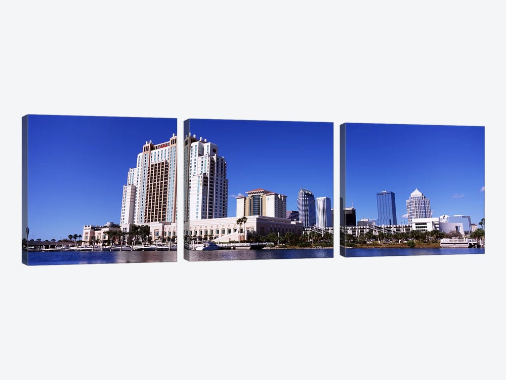 Skyscrapers at the waterfront, Tampa, Hillsborough County, Florida, USA by Panoramic Images 3-piece Canvas Art Print