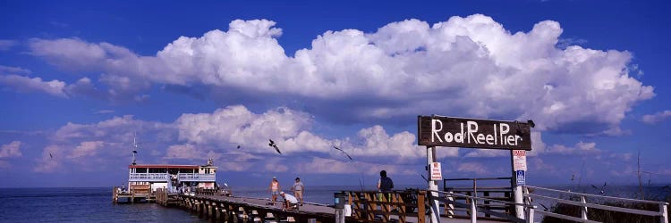 Information board of a pier, Rod and Reel Pier, Tampa Bay, Gulf of Mexico, Anna Maria Island, Florida, USA