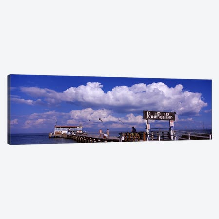 Information board of a pier, Rod and Reel Pier, Tampa Bay, Gulf of Mexico, Anna Maria Island, Florida, USA Canvas Print #PIM6916} by Panoramic Images Art Print