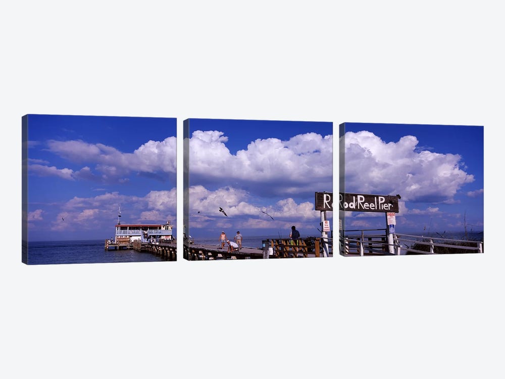 Information board of a pier, Rod and Reel Pier, Tampa Bay, Gulf of Mexico, Anna Maria Island, Florida, USA by Panoramic Images 3-piece Art Print