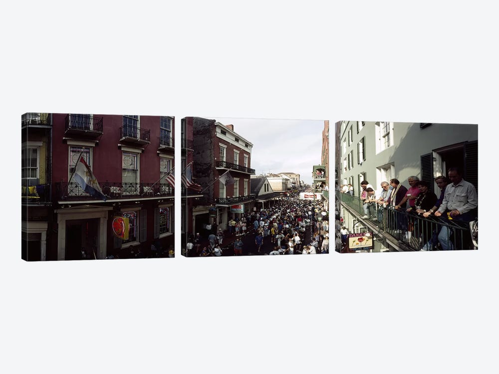 Group of people participating in a parade, Mardi Gras, New Orleans, Louisiana, USA by Panoramic Images 3-piece Canvas Art Print