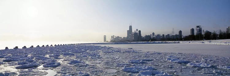 Frozen lake with a city in the backgroundLake Michigan, Chicago, Illinois, USA by Panoramic Images wall art