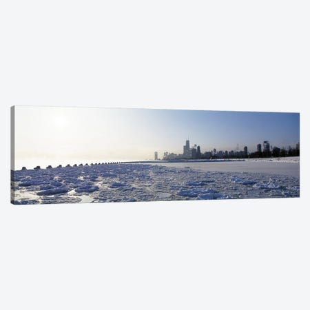 Frozen lake with a city in the backgroundLake Michigan, Chicago, Illinois, USA Canvas Print #PIM6920} by Panoramic Images Canvas Art Print