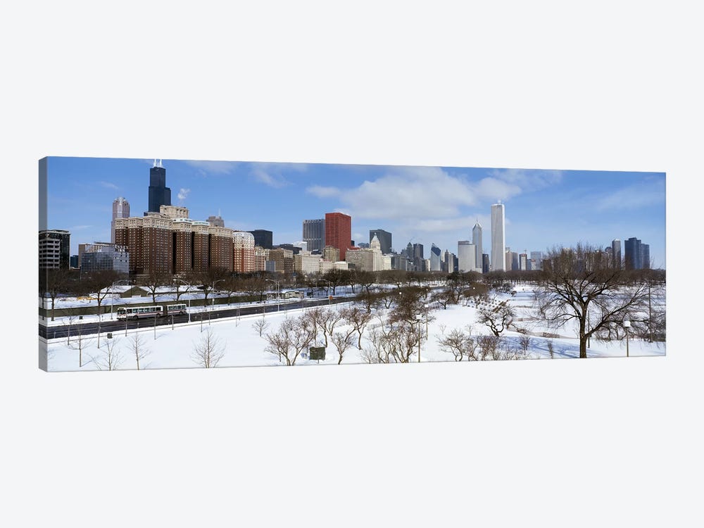 Skyscrapers in a cityGrant Park, South Michigan Avenue, Chicago, Illinois, USA by Panoramic Images 1-piece Canvas Wall Art