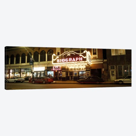 Theater lit up at nightBiograph Theater, Lincoln Avenue, Chicago, Illinois, USA Canvas Print #PIM6925} by Panoramic Images Canvas Artwork