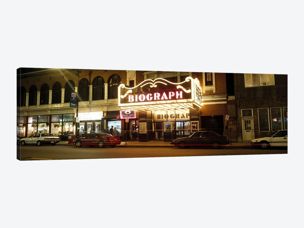 Theater lit up at nightBiograph Theater, Lincoln Avenue, Chicago, Illinois, USA by Panoramic Images 1-piece Art Print